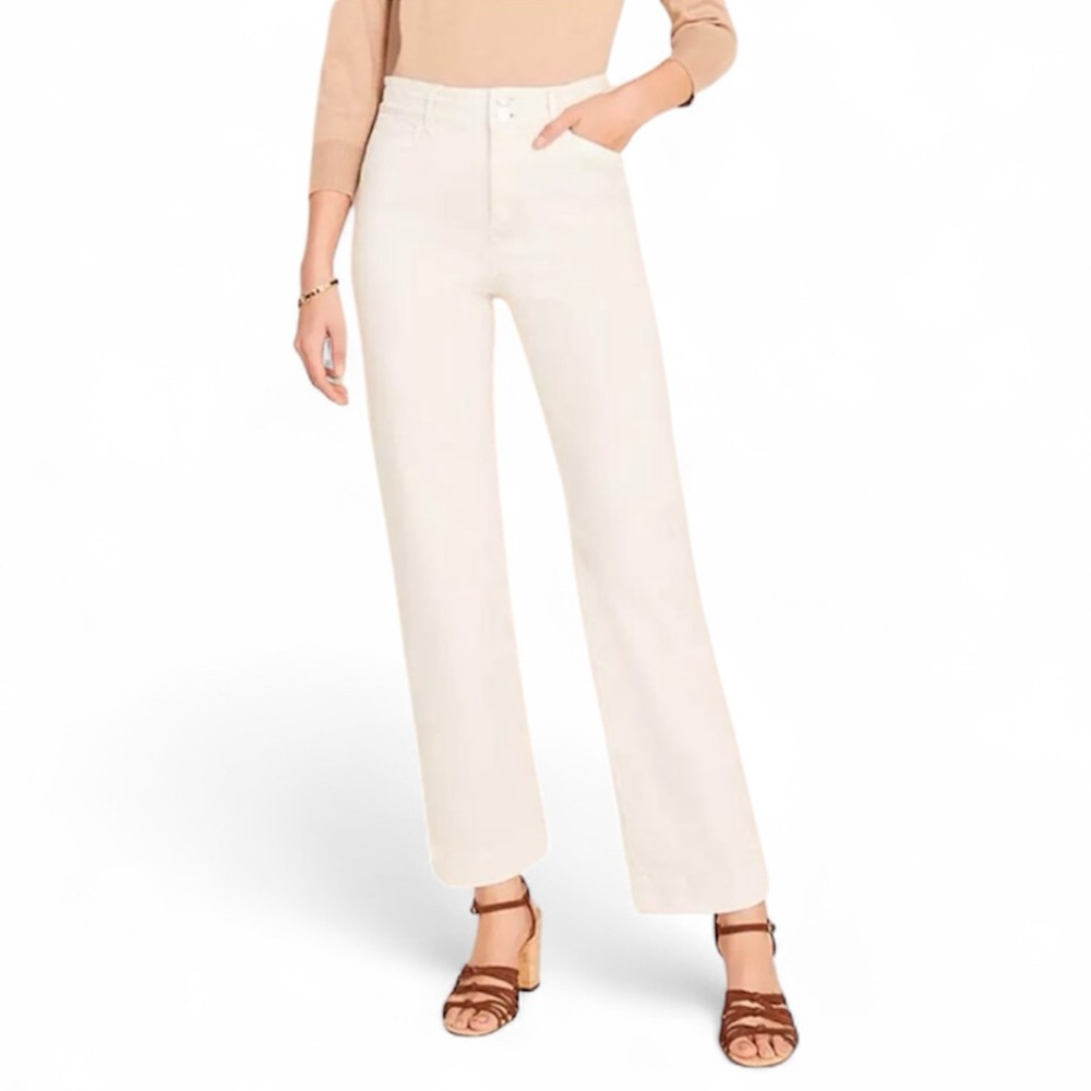 Ann Taylor • The Easy Straight White Ankle Cut High Waist Pants